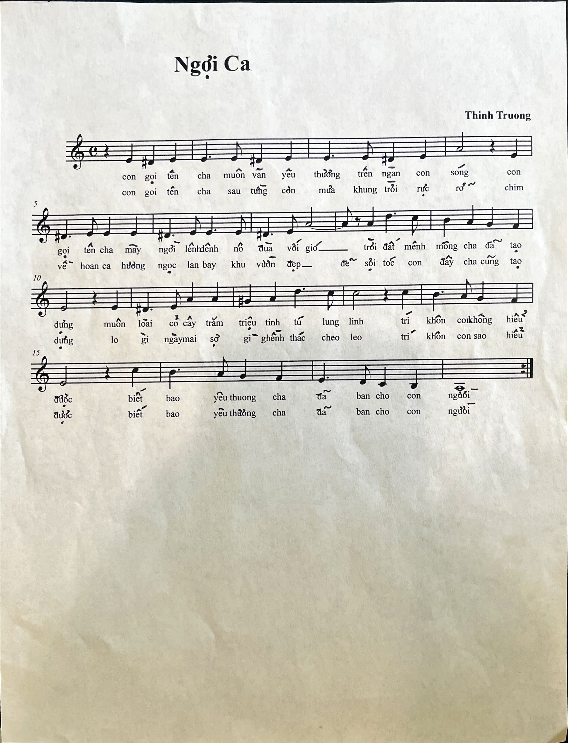 ngoi ca sheet music